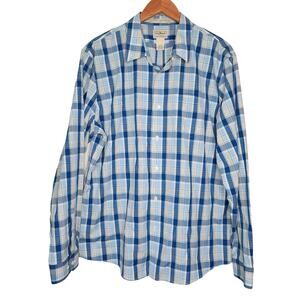 L.L. Bean Wrinkle Resistant Slim Fit Button Down Shirt Blue Plaid XL